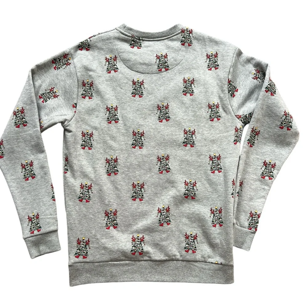 Denim and flower Ricky Singh Christmas trees sweater sweatshirt pullover large L